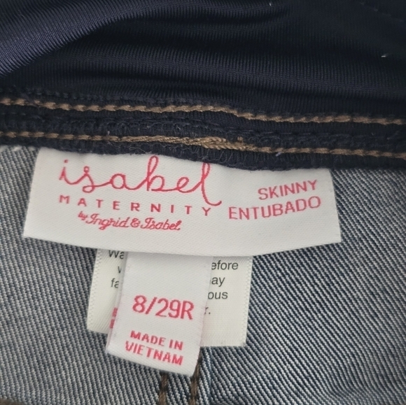 Isabel Maternity Skinny Entubado Jeans 8/29R. Color Dark Blue elastic waistband - Picture 10 of 11
